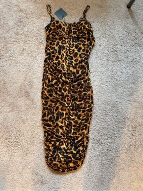 JLUXLABEL Leopard Print Slip Dress - Black & Gold